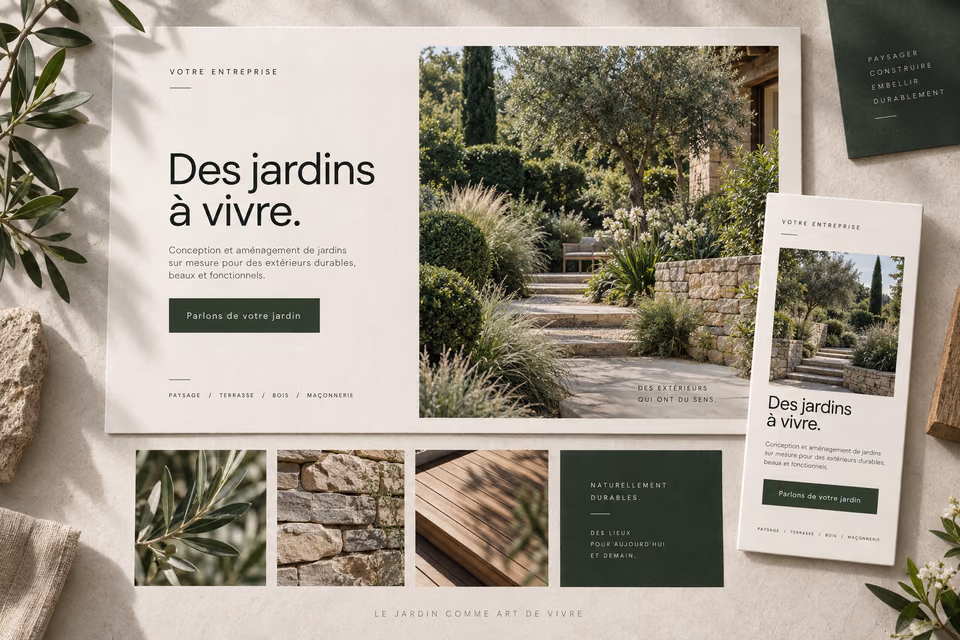 Présentation de jardin sur ordinateur et mobile